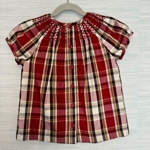 Janie & Jack: Plaid, Silk, Smocked Fancy Blouse: Girls 4